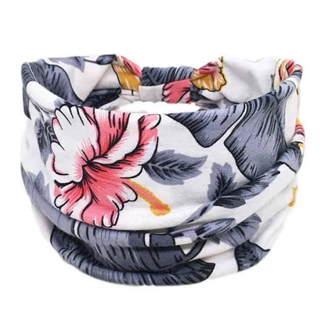 Boho Style Cotton Wide Printed Bandana Headbands For Women