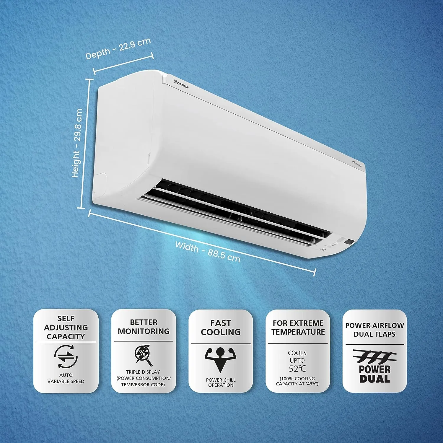 Daikin FTKY50UV16V39 1.5 Ton 3 Star Inverter with Display Split AC (Copper)