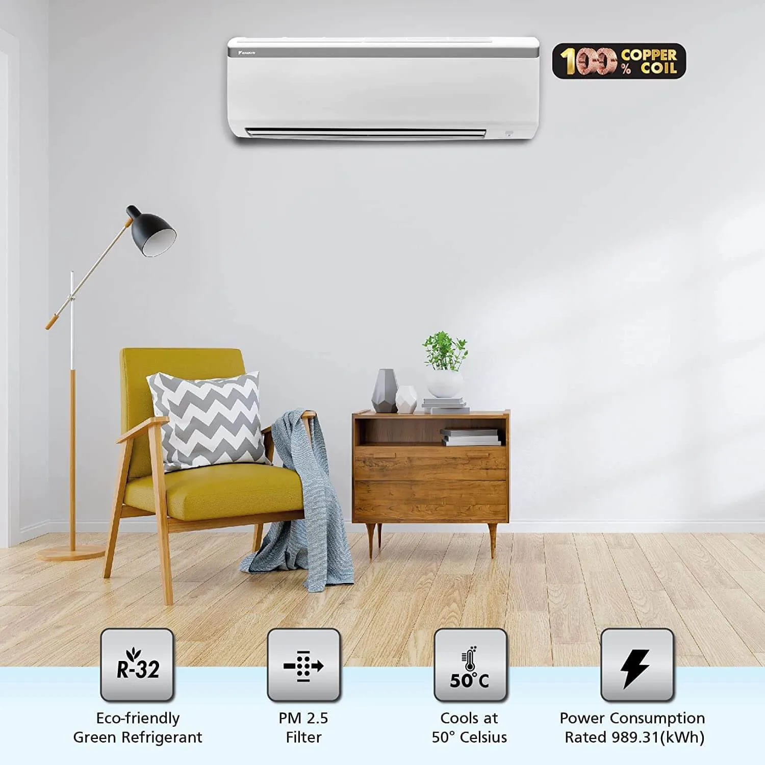 Daikin FTL50UV16 1.5 Ton Fixed Speed Split AC | 3 Star | PM 2.5 Filter | High Ambient Cooling | R32 Gas