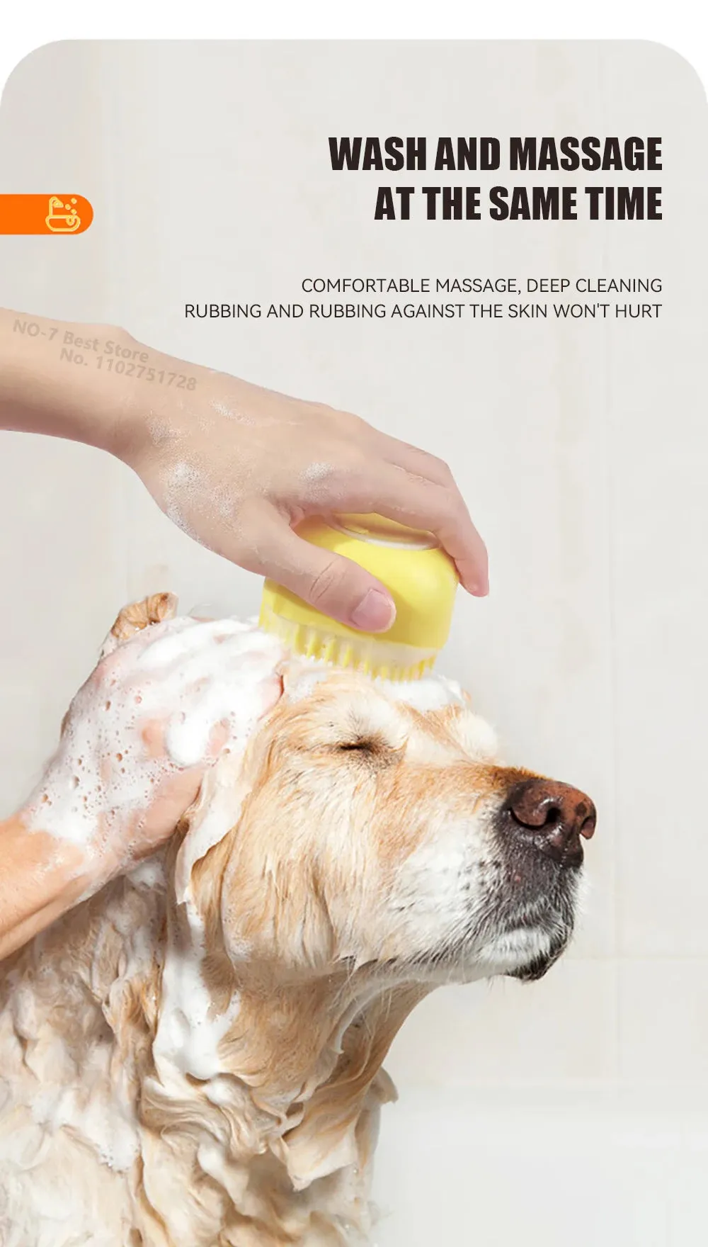 Dog Bathing & Massage Brush with Shampoo Dispenser