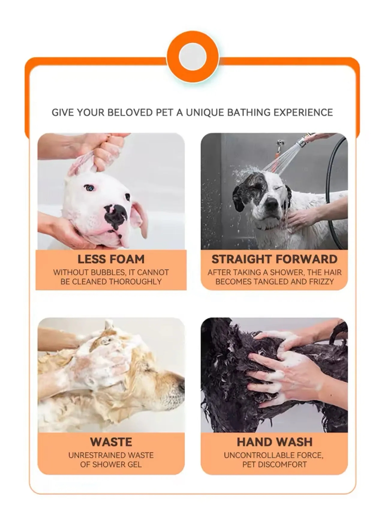 Dog Bathing & Massage Brush with Shampoo Dispenser