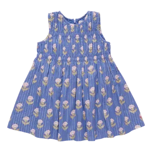 Girls Sleeveless Waverly Dress - Periwinkle Small Bud