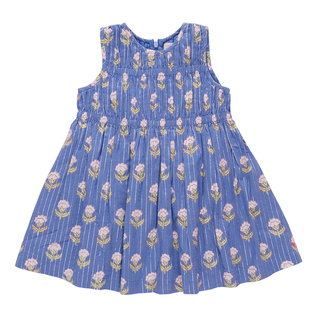 Girls Sleeveless Waverly Dress - Periwinkle Small Bud