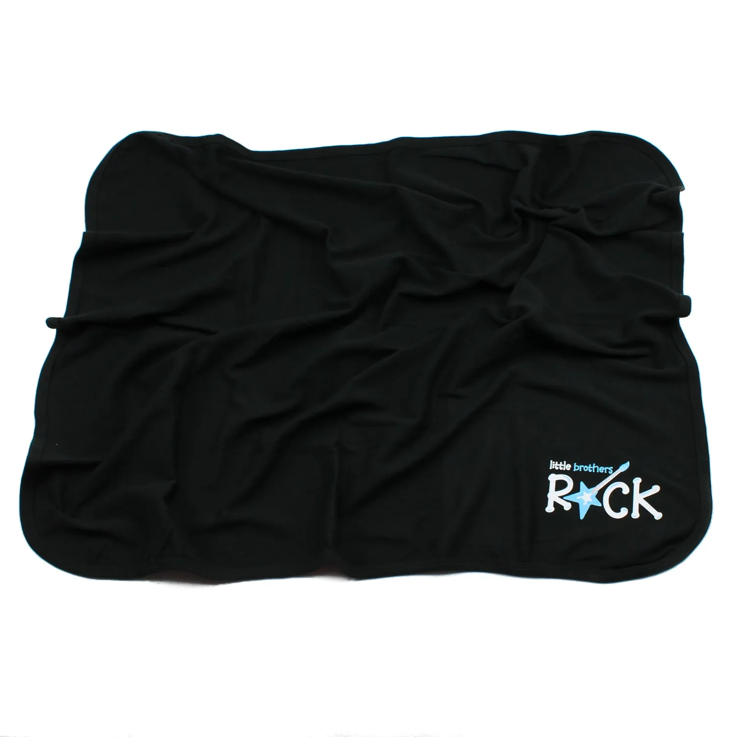 Little Brothers Rock Black Cotton Swaddling Receiving Blanket