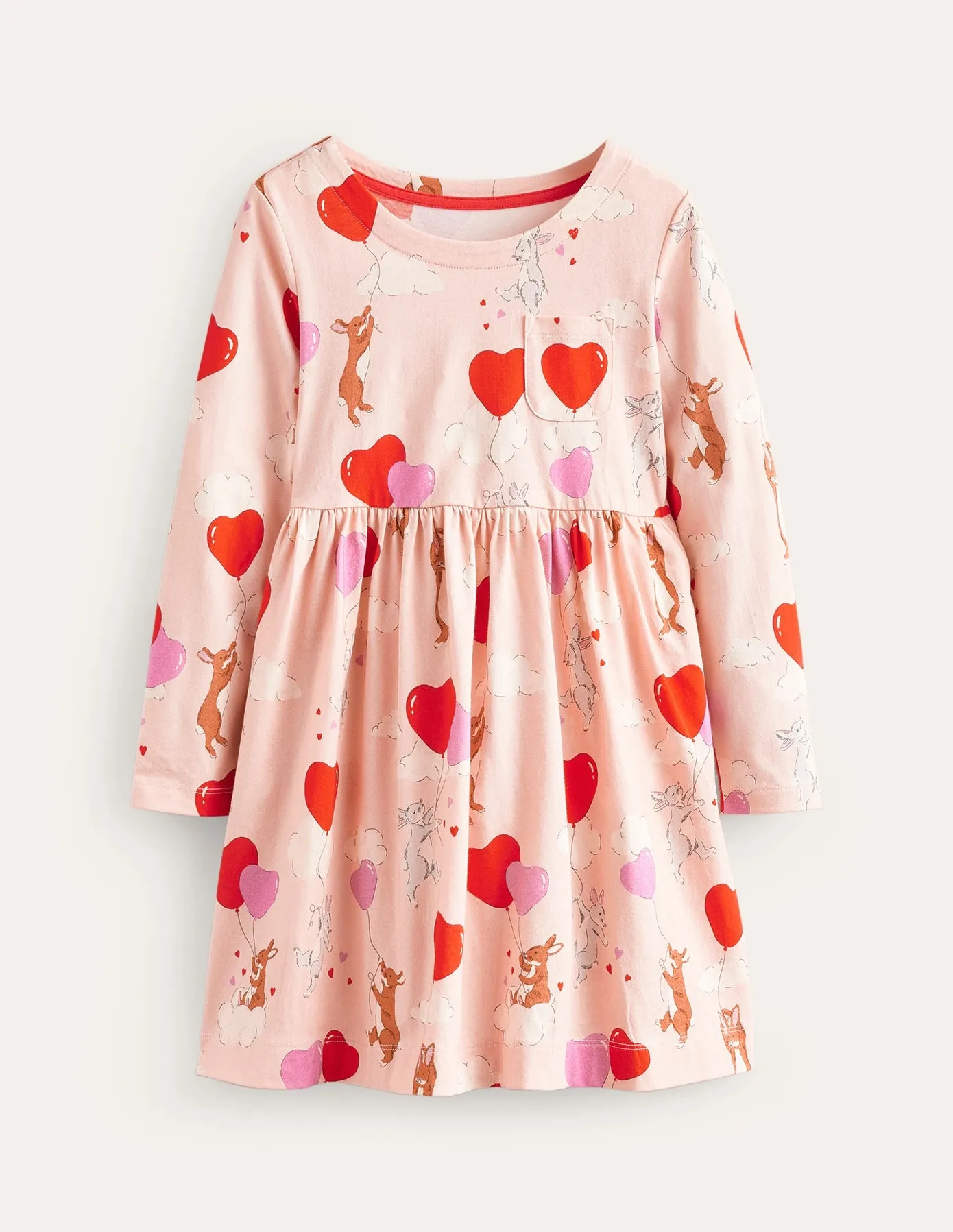 Long Sleeve Fun Jersey Dress-Ballet Pink Bunnies