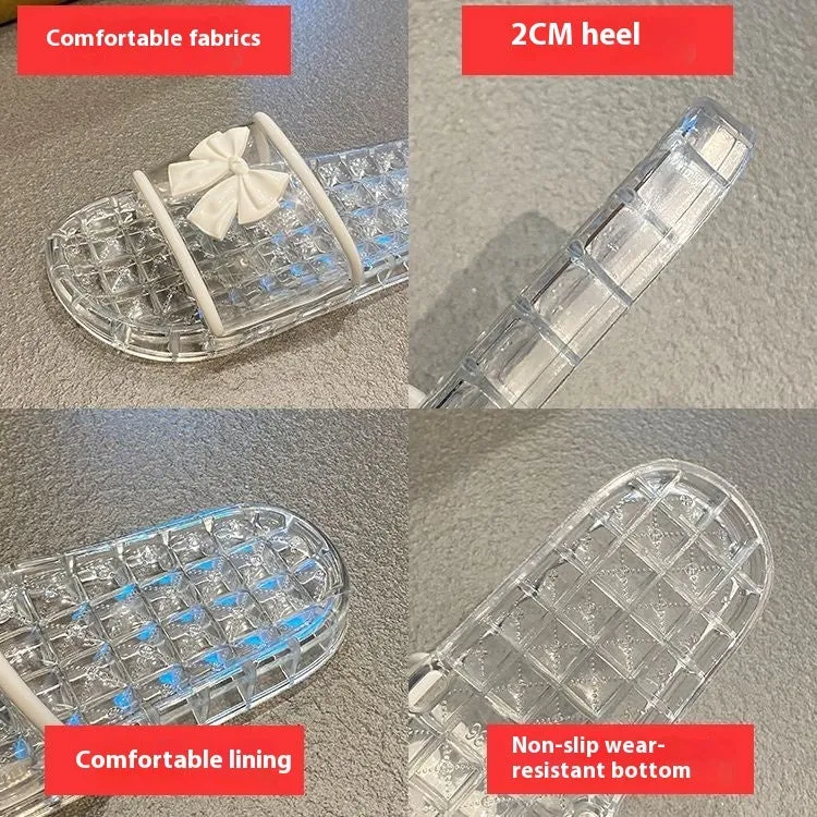 Transparent Crystal Slippers Female Home Summer Bath Non-slip
